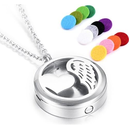 MJX0010 Muiltfunctional Pendant !!! Essential Oil Aromatherapy Perfume Diffuser & Angel Wings Heart Loving Ashes Necklace