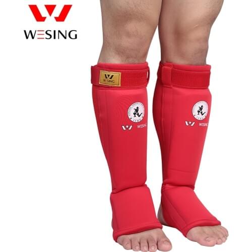 WESING Muay Thai Shin Instep Guard Athletes Trianing Knee Protector Approved IFMA Muay Thai Boxing Sanda Leg Pads Men