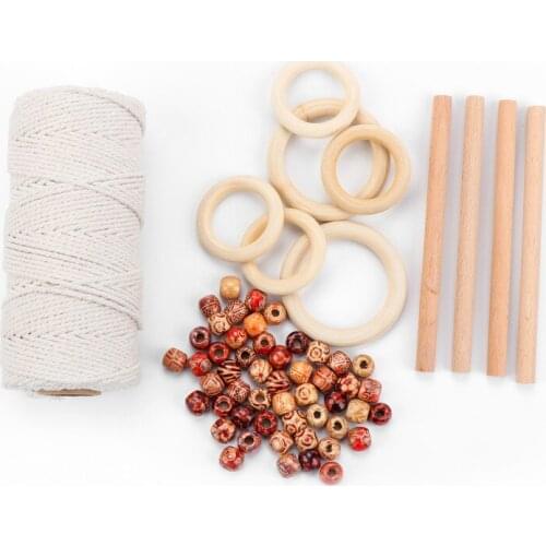New DIY Handmade Colorful Wooden Beads Wooden Stick wooden ring Cotton rope Accessory Set beads for jewelry making free shipping