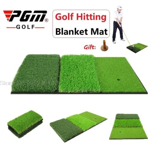 Pgm Golf Practice Mat Artificial Lawn Grass Rubber Tee Backyard Golf Hitting Mat Durable Training Pad 42X65cm Gym Outdoor Home