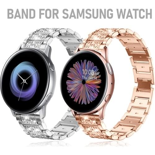 Women Diamond Strap for Samsung Galaxy Watch 3 41/45mm Band for Galaxy 42/46mm Active 2 Watch Gear Bracelet Metal Belt 20 22mm