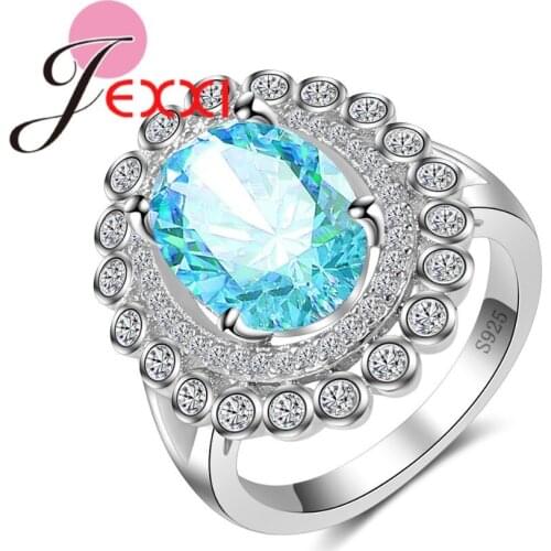Retro New Flower Crystal Ring 925 Sterling Silver Wedding Rings For Women Charms Bands Ring Jewelry Bijoux Aneis Femininos