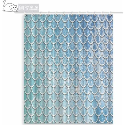 Mermaid Shower Curtain Ocean Blue Teal Mermaid Fish Scales Pattern Waterproof Multi-size Douchegordijn Bathroom Decor