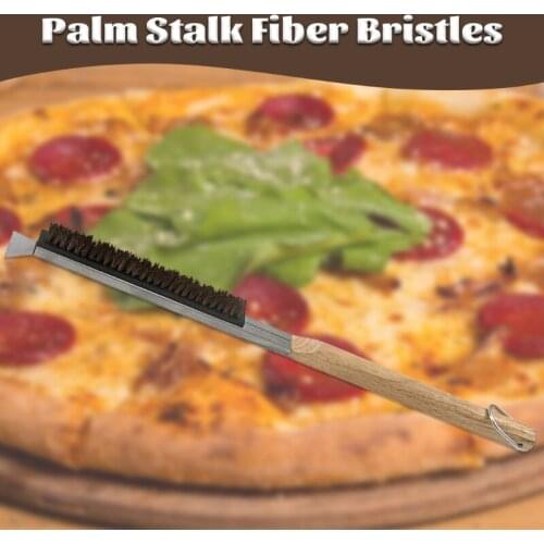 F2TE BBQ Barbecue Grill Brush Rubber Wooden Handle and Palm Stalk Fiber Bristles Safe No Scratch Cleaning Best for Any Grills