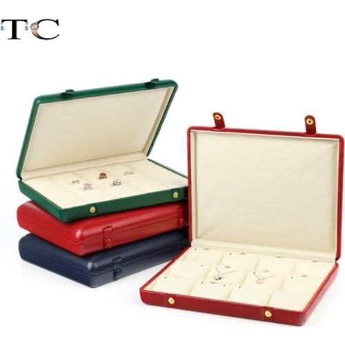 Jewelry Storage Box Pu Leather Double Snap Button Ring Necklace Portable Display Jewelry Box