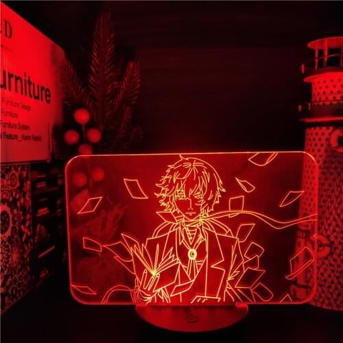 BUNGO STRAY DOGS DAZAI Led 3D Illusion Anime Lamp Nightlights 7 Color Changing Desk Lamp For Birthday Gift