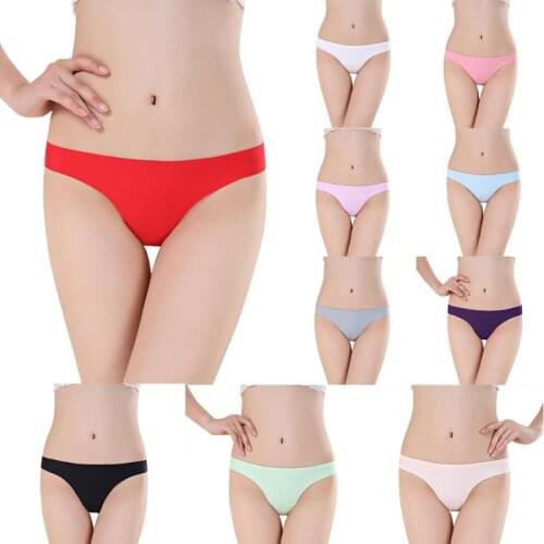 Ice Silk Thong Panties Sexy Briefs Seamless Thongs Women Underwear Panties for Girls Low Waist Women T-back Briefs Lingerie