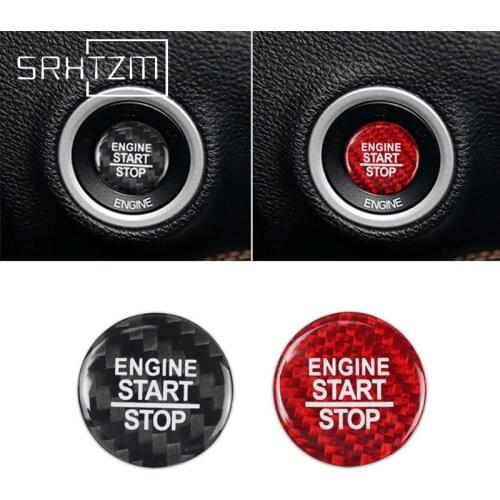 Carbon Fiber For Dodge Challenger Srt Accessories Interior Trim Car Engine Start Stop Button Cover Sticker Car Styling