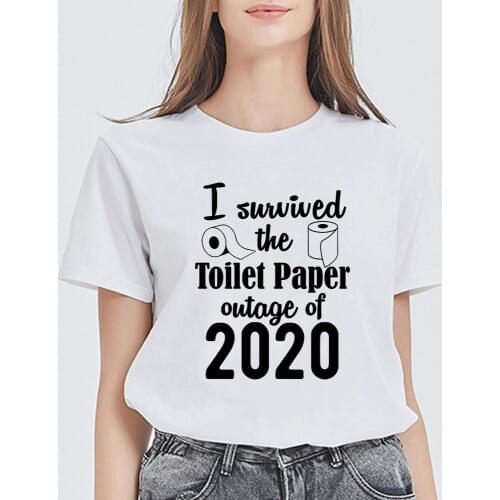 Female T-shirt Harajuku popular funny design graphics toilet paper cute T-shirt kawaii I survival big toilet paper summer T-shir