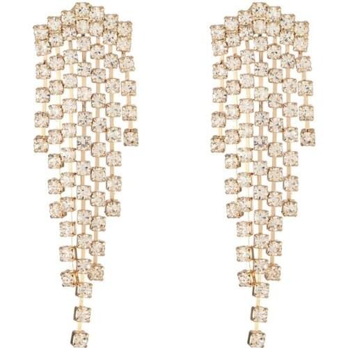 Fashion Long Tassel Full Rhinestone Drop Earrings for Women Bijoux Shiny Drop Crystal Dangle Earrings Party Jewelry Gifts