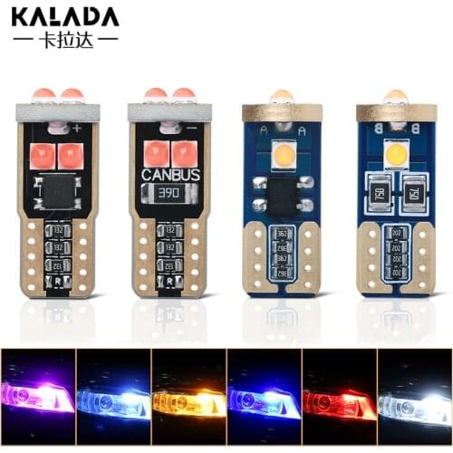 1Pcs 3D 3030 6smd T10 w5w 168 194 led car led license plate light dome lamp 12V auto side marker lights canbus blue orange bulb
