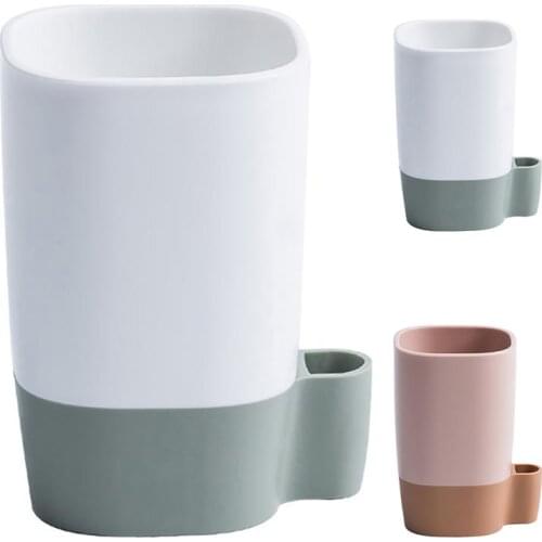 1pc Bathroom Cup Creative Anti-Slip Toothbrush Cup Solid Color Toothbrush Holder For Bathroom Home Cleaning Supplies