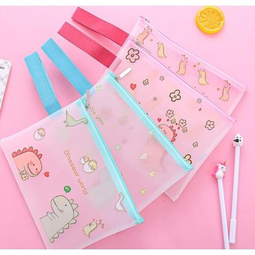 1pcs Cartoon Animal TPU Waterproof Zipper Paper File Folder Book Pencilcase Bag File Document Bag for Office Student Supply