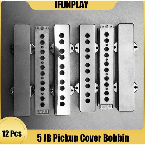 12pcs ABS 5 String JB Bass Guitar Pickup Covers Neck Bridge Pickup Cover Black for JB Bass Electric Violao 100mm 103mm