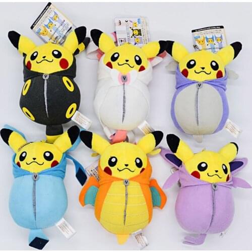 6Pcs/Set 15CM Pokemon Pikachu Plush Toy Cosplay Key Chain Sylveon Charizard Umbreon Espeon Plush Keychain Pendant Sleeping Bag