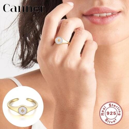 Canner 100% 925 Sterling Silver Finger Ring for Women Open Adjustable Anisestar Ring Wedding Engagement Korean Jewelry Bague W5