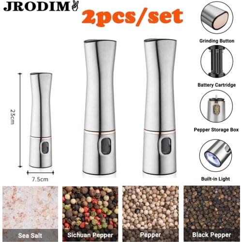 Automatic Salt and Pepper Electric Pepper Mill Adjustable Coarseness Seasoning Spice Mill Kitchen Gadgets Cooking BBQ Tools Acce