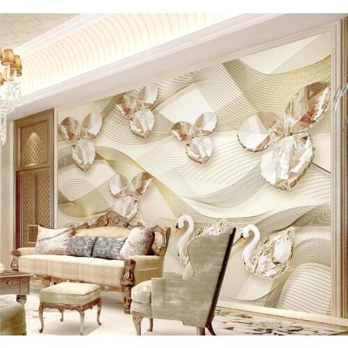 Beibehang custom Crystal jewelry leaf wallpapers for Living Room Sofa TV Background photo Wall paper sticker Murals home decor