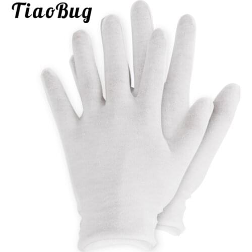 12 Pairs White Thin Reusable Elastic Soft Cotton Gloves Dry Hands Moisturizing Cosmetic Hand Spa Coin Jewelry Inspection Glove