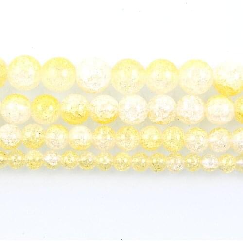 Natural Stone Yellow White Cracked Crystal Charm Round Loose Beads For Jewelry Making Needlework DIY Bracelet Strand 6-12 MM