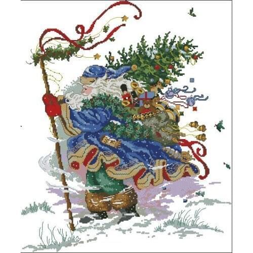 Dim00313 Snowy St Nic Greeting Needlework Counted Cross-Stitching Kits New Style Counted