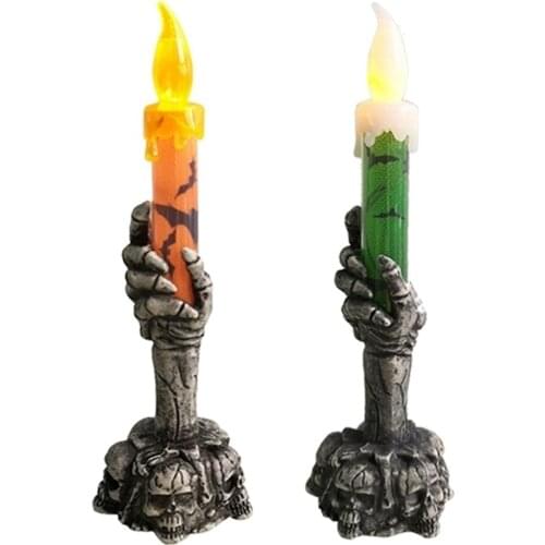 Halloween Skull Skeletal Hand Stand Candlestick Light Lamp LED Flameless Retro