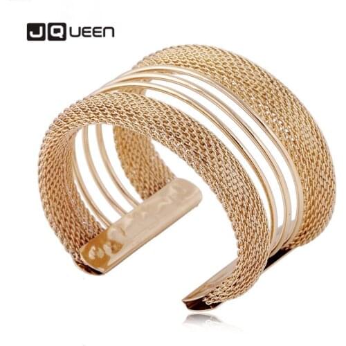 JQUEEN Alloy Wide Spring Cuff Bracelet Bracelets & Bangles Women Fashion Elegent Jewelry