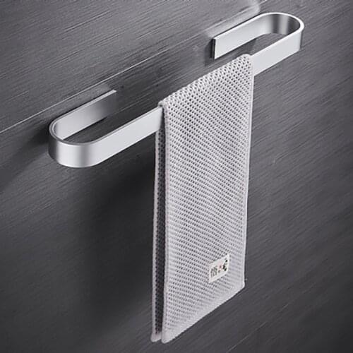Towel Ring Free Perforated Single Towel Bar Space Aluminum Bathroom U-shaped Widening Thickening Black Hanging Towel Rack