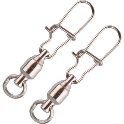 40%HOT10 pieces of stainless steel fishing connector bearing rolling rotary joint with buckle fish hook bait swivel buckle