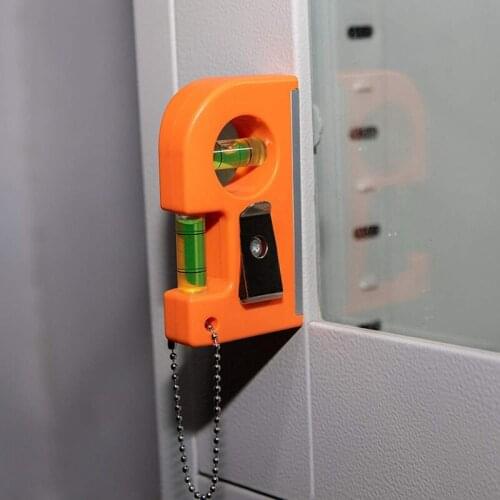 Magnetic Mini Pocket Level Tool Two Bubble Spirit Leveler Metal Chain Hook for Tiles Floor Picture/Tv Set Hanging