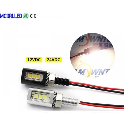 Mcdrlled 12v Motorcycle Led Tail Number License Plate Screw Bolt Lights Auto Lamp Bulb Silver Black Color Car-styling