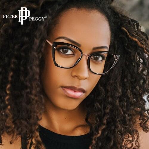 Cat Eye Anti Blue Eyeglasses Women TR90 Light Weight Computer Glasses Oversized Gaming Goggles Ladies Eyewear Optical Frames