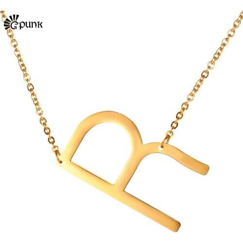 Personalized Letter Necklaces Pendants Gold Color Initial Necklace Women Jewelry Stainless Steel Choker Collier P2617G