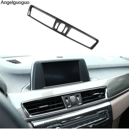 Carbon Fiber Style ABS Front Console Panel Air Conditioner Vent Frame AC Outlet Cover Trim For BMW X1 F48 2016 2017