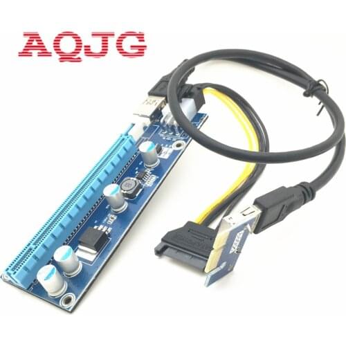 PCIe PCI-E PCI Express Riser Card 1x to 16x USB 3.0 Data Cable SATA to 4Pin IDE Molex Power Supply for BTC Miner Machine