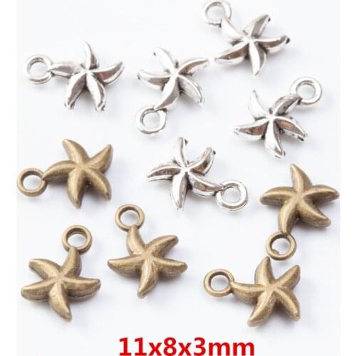 80pcs starfish zinc alloy charms pendant suitable for DIY Bracelet Necklace metal jewelry accessories 7300
