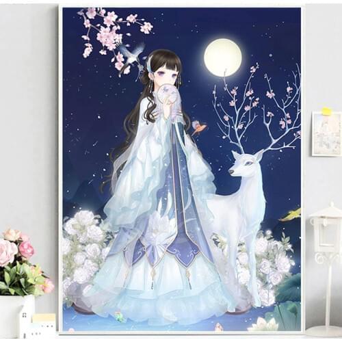 Needlework DIY Ancient Beauties cross Stitch,full embroidery kit,Elk Fairy cross-stitch painting Home Decoration Gift