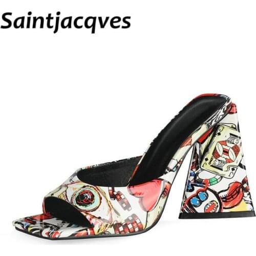 Dropshipping High Heel Sandals Womens Slides Open Toe Thick-Soled Ladies Slippers Party Mules Shoes Women Shoes High Heels Sexy