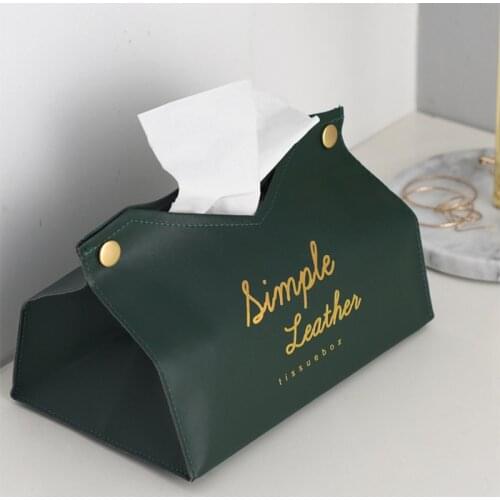 Nordic Ins Wind Pu Leather Tissue Box V Port Desktop Pumping Box Retro Fashion Napkin Storage Box Living Room Blue Tissue Bag