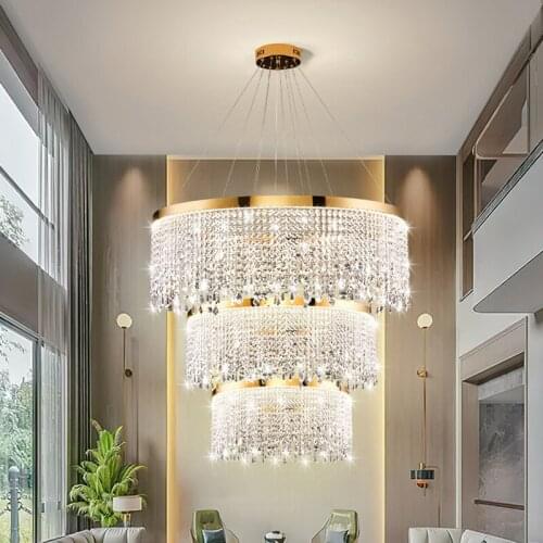 Nordic modern LED crystal chandelier post-modern polished golden luster hotel lobby living room bedroom interior home lighting