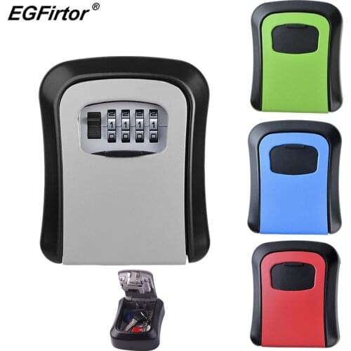 EGFirtor Smart Code Password Key Lock Box Storage Key Wall Mounted Key Safe Box Waterproof Outdoor Keybox 4 Digits Passwords