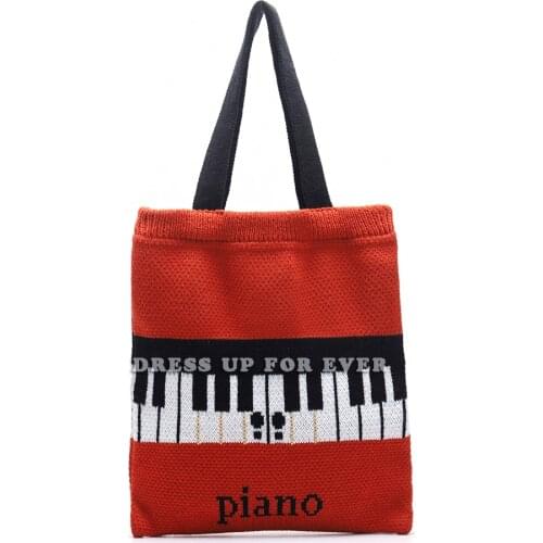 Female Bag Large Capacity Womens Tote Bag Knitting Cotton Cloth Shopper Fabric Casual Shoulder Ladies Handbags Reusable