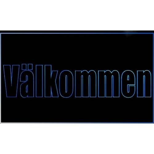 M1001 Valkommen Swedish Welcome LED Neon Light Light Signs On/Off Switch 20+ Colors 5 Sizes