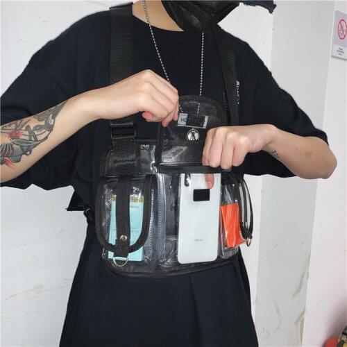 Street Style Reflective Chest Bag for Men Women Multi-function Vest Function Tactical Chest Rig Bag Reflective Waist Bag Packs
