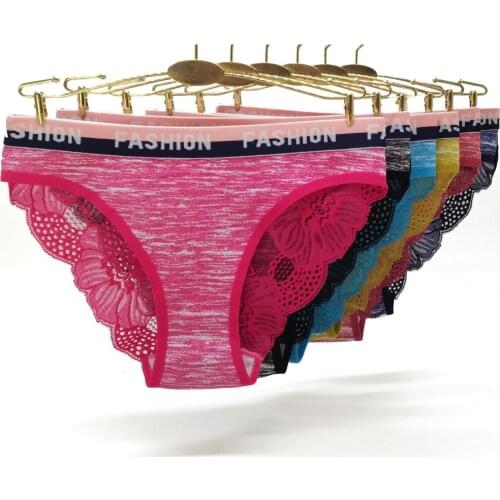 12 Pcs Panties for Woman Underwear Ladies Lace Sexy Briefs Female Cotton Patchwork Style Lingerie Pantys See Through Underpants