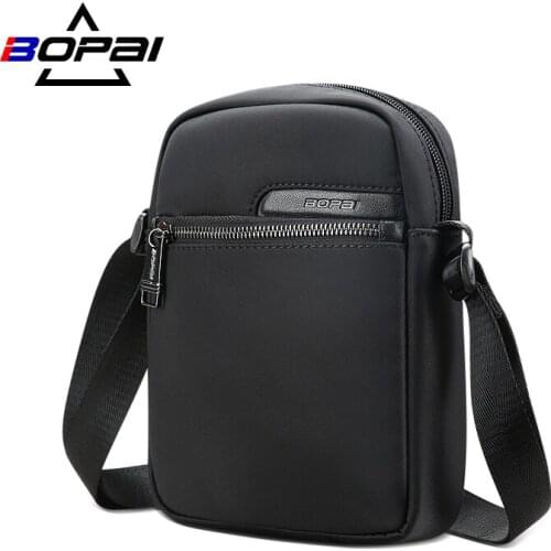 BOPAI Men Waterproof Nylon Crossbody Bag Anti-theft Shoulder Sling Bag Multifunction Short Travel Messenger Chest Pack For Male