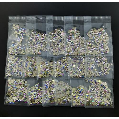 31 Shapes Flatback Glass Nail Rhinestones Diamond Teardrop Horse Eye Crystals Stones Shiny Gems Manicure Nails Art Decorations