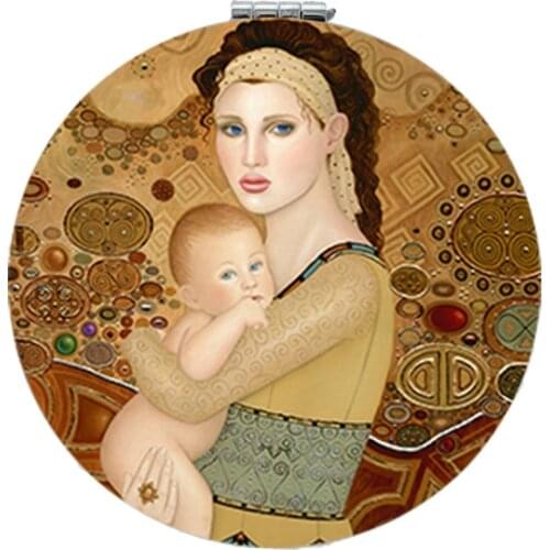 Youhaken happy moms day espejo de maquillaje moive make up mirror Magnifier Mirrors Round leather pocket mirror MM228