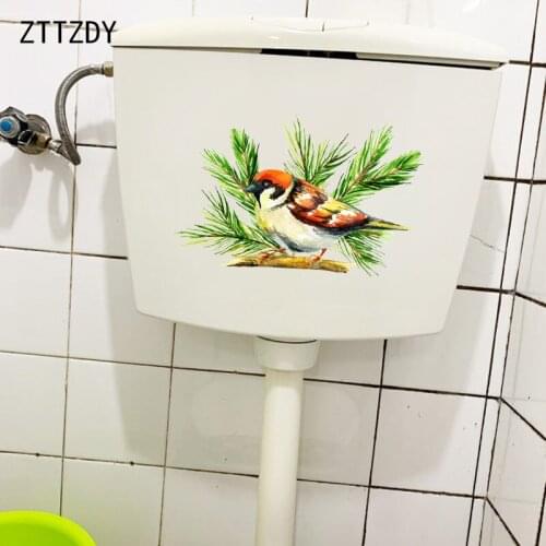 ZTTZDY 24.3×15.6CM Beautiful Bird Fashion Bathroom Decoration Toilet Stickers Home Wall Decal T2-1475