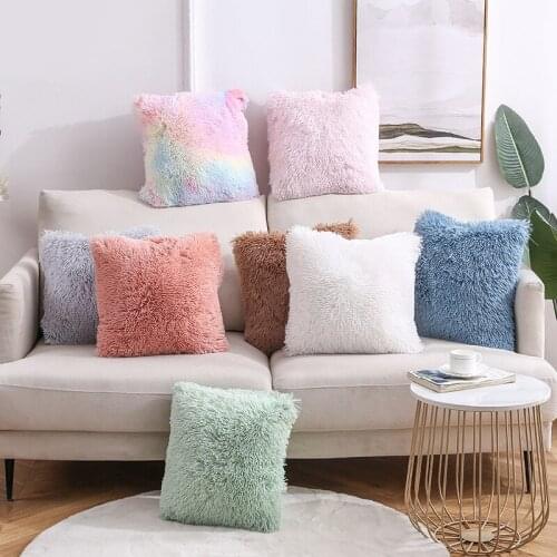 Cushion Covers for Home Living Room Decorative Sofa Cushions Solid Rainbow Single Face Plush Throw Pillow Cover 40*40cm 1pc